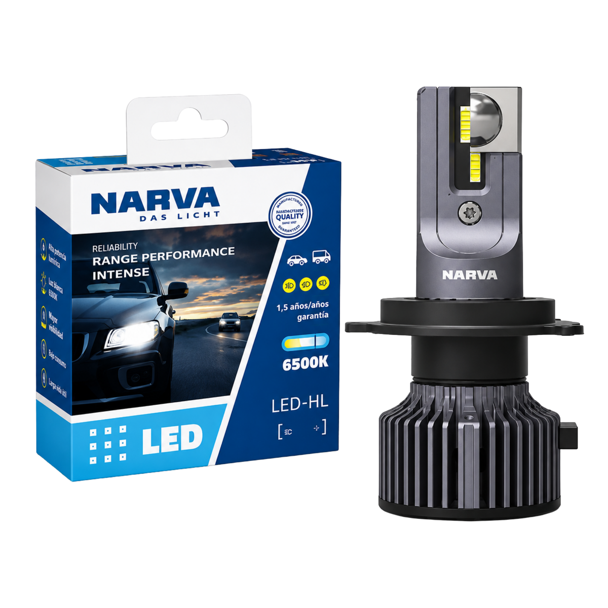 BOMBILLO LED NARVA RPI2 H4 12V 100/90W P43T 6500K